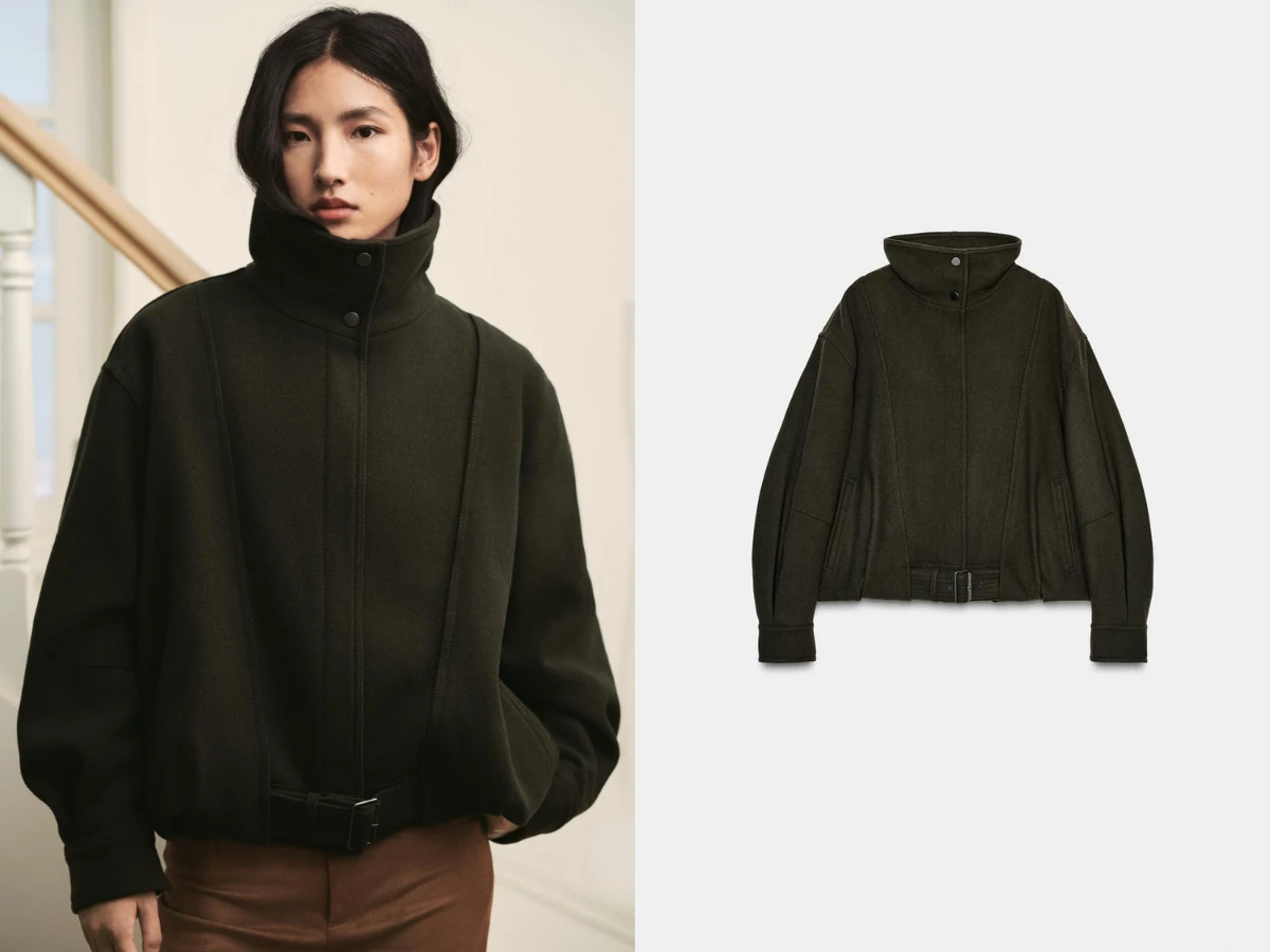 ZW COLLECTION 極簡羊毛飛行員夾克，NT.4,490&rarr;NT.2,694