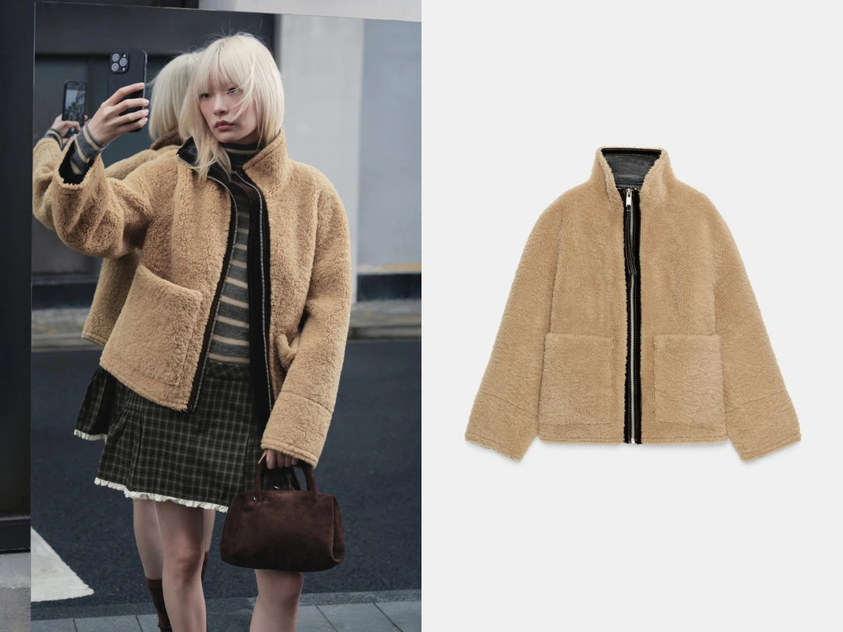 ZW COLLECTION 雙面人造羊羔毛外套，NT.3,990&rarr;NT.2,394