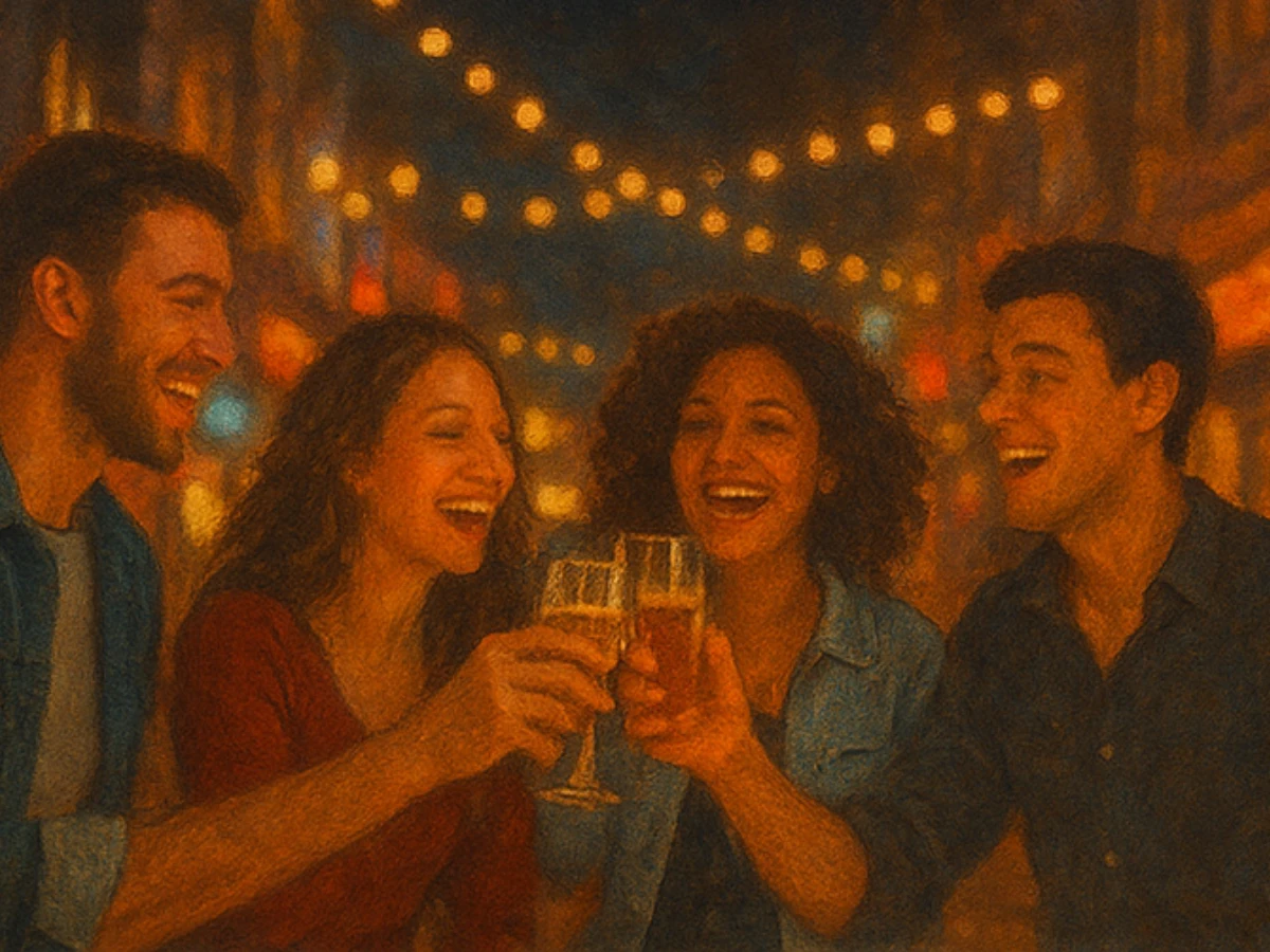 選C圖：熱鬧舉杯畫面&mdash;&mdash;你有「人緣福」