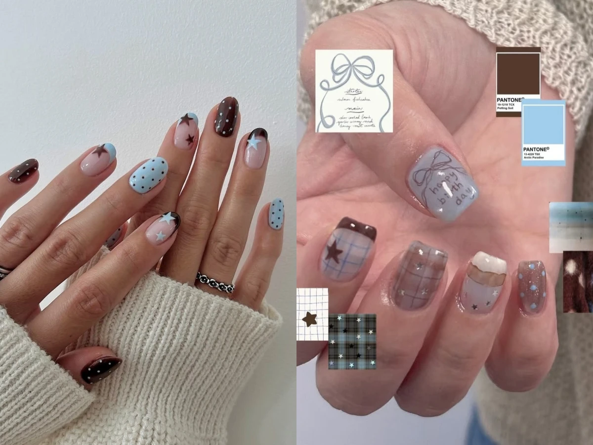 2025秋冬美甲爆款！藍咖色美甲推薦：日系、暈染、漸層一次看，指尖高級感直接拉滿