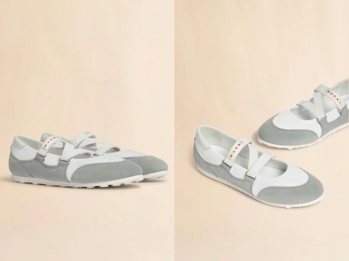 少女感特色鞋款推薦｜Marni Soccer Retro 灰色芭蕾舞運動鞋