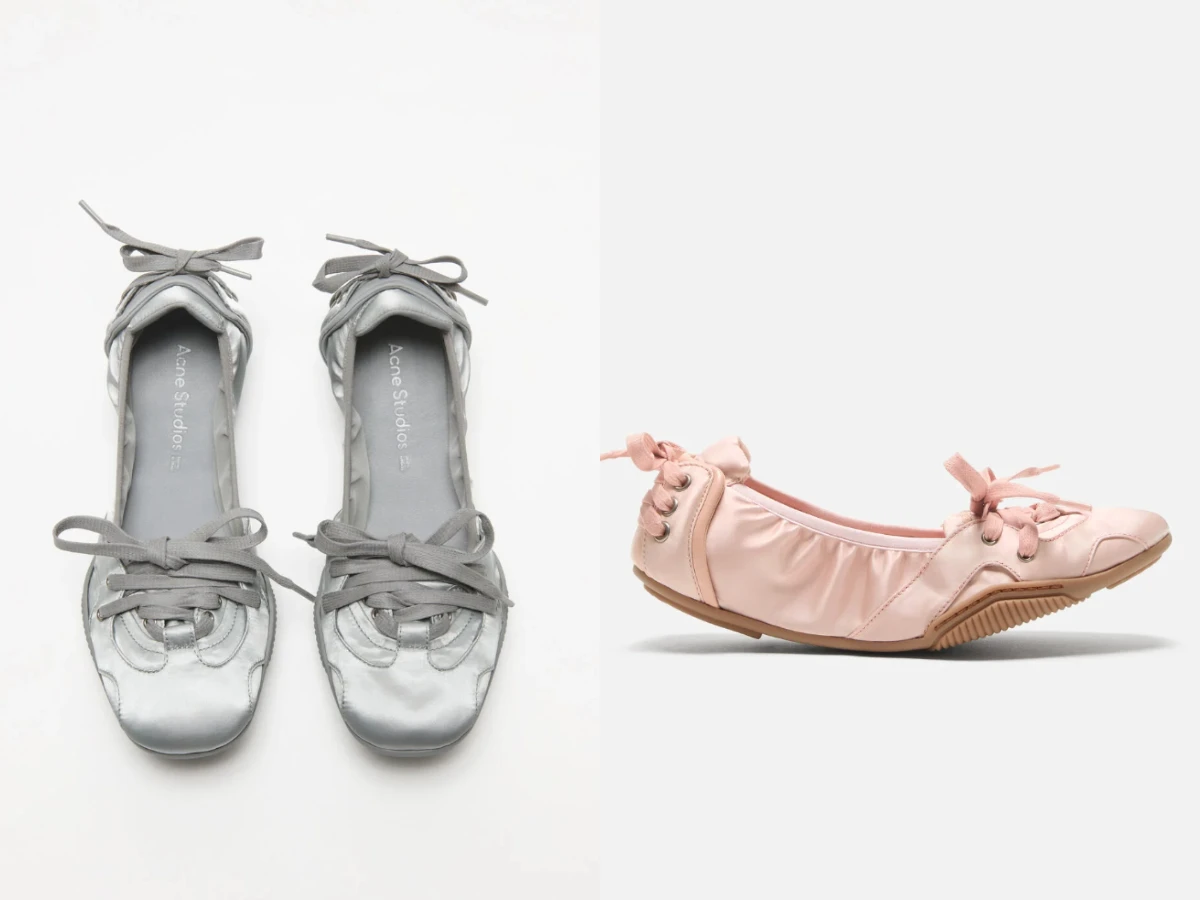 少女感特色鞋款推薦｜Acne Studios&nbsp; Lace-up satin shoes&nbsp;