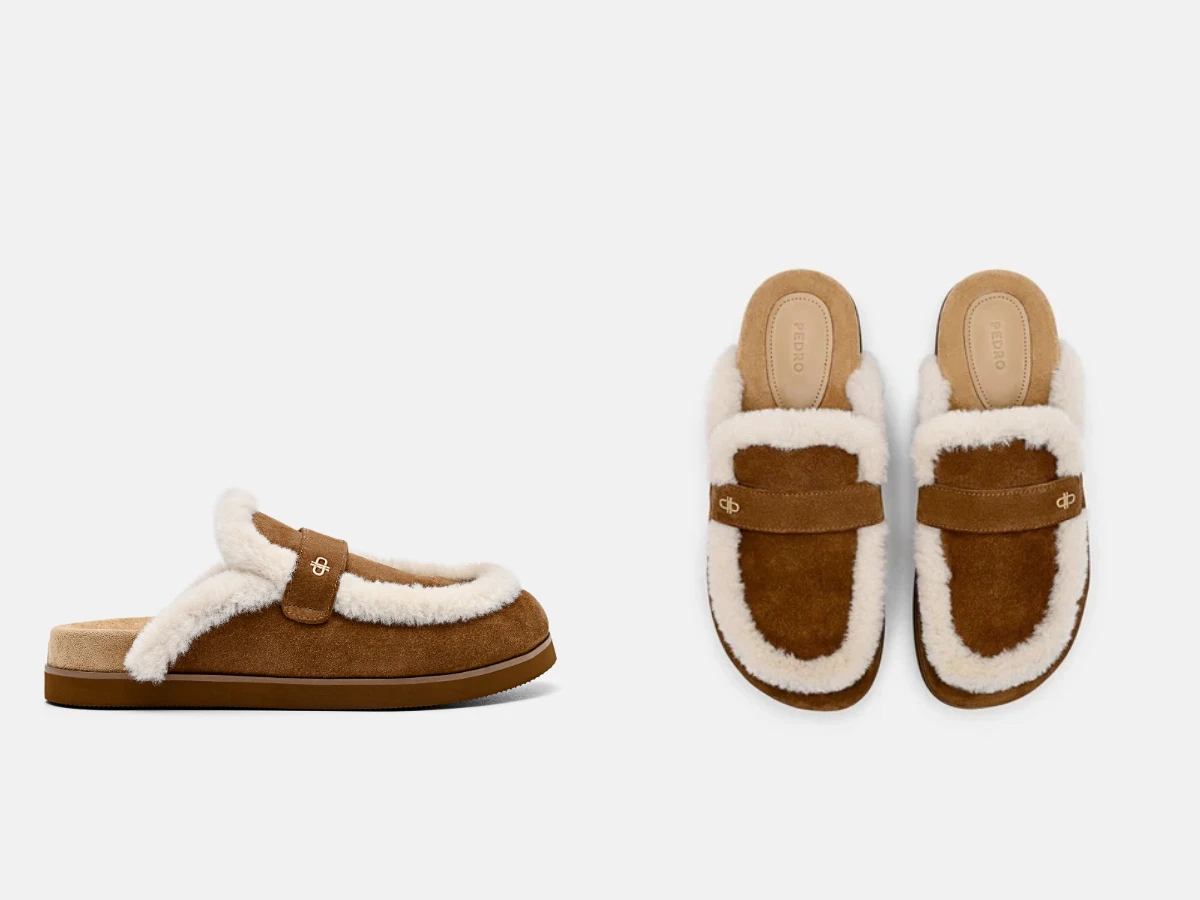 PEDRO&nbsp;仿羊毛皮革拖鞋，NT.3,190