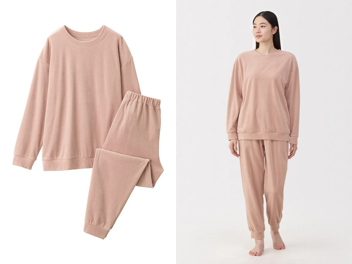無印良品 棉絲絨長袖家居睡衣，NT.1,290
