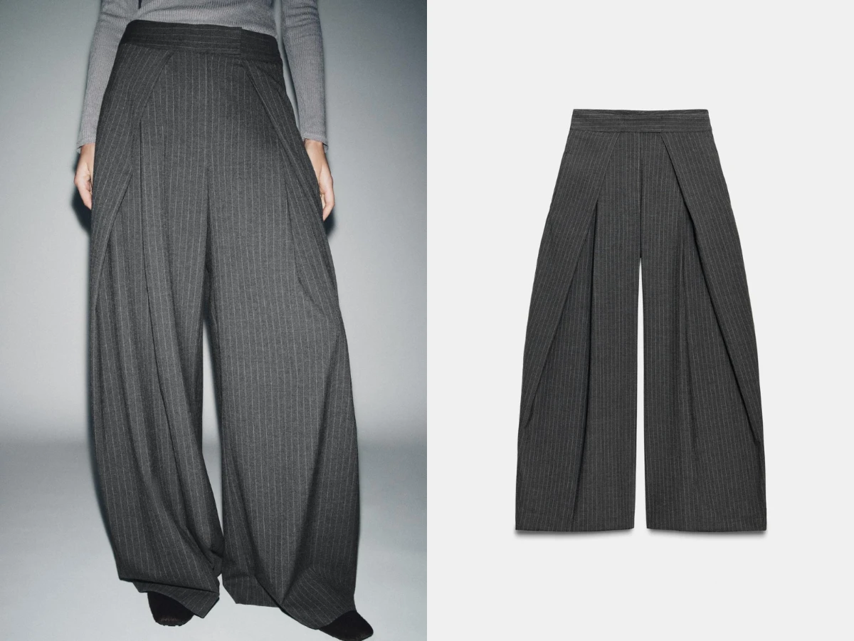 ZARA WOMAN COLLECTION 細條紋打褶長褲，NT.2,490