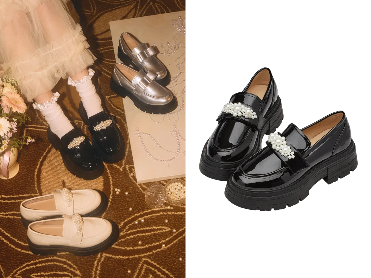 Grace Gift 2WAY 珍珠厚底樂福鞋，NT.1,980