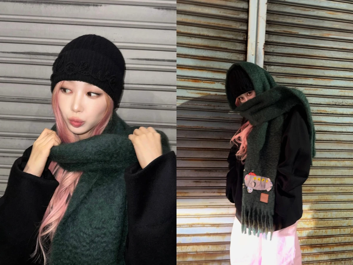 Giselle：LOEWE 混紡圍巾