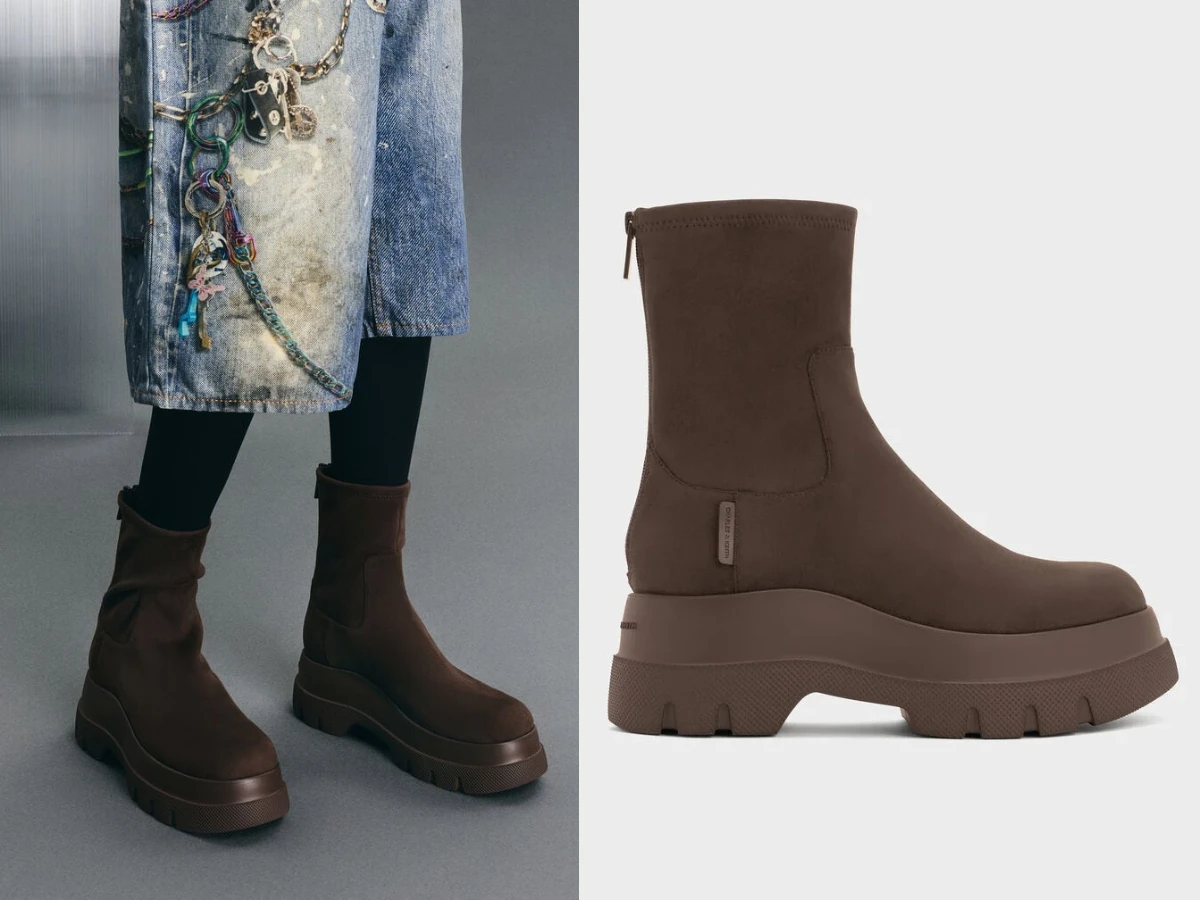 CHARLES & KEITH Leoi 厚底短靴，NT.2,990