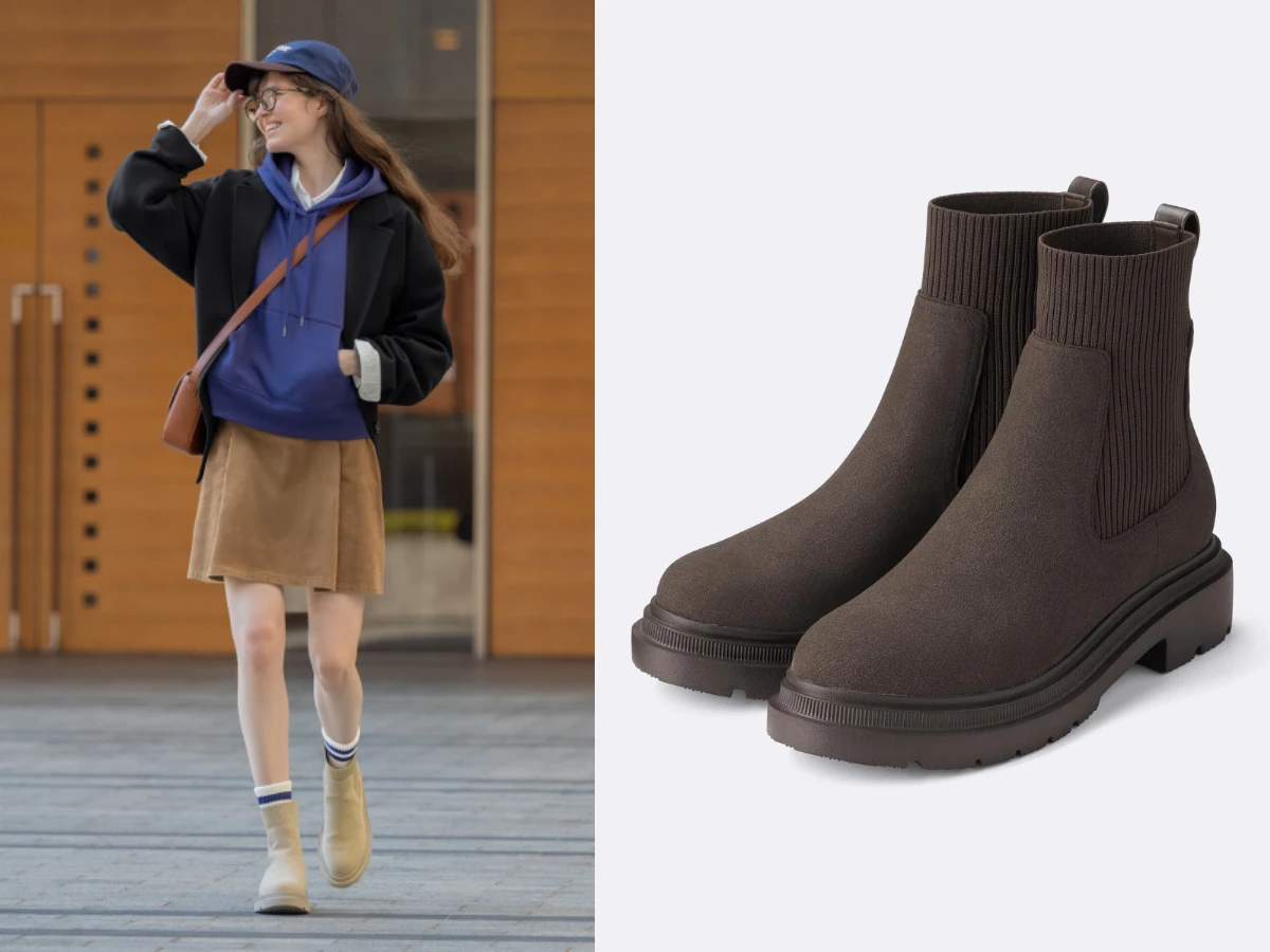 GU 羅紋針織襪靴，NT. 990