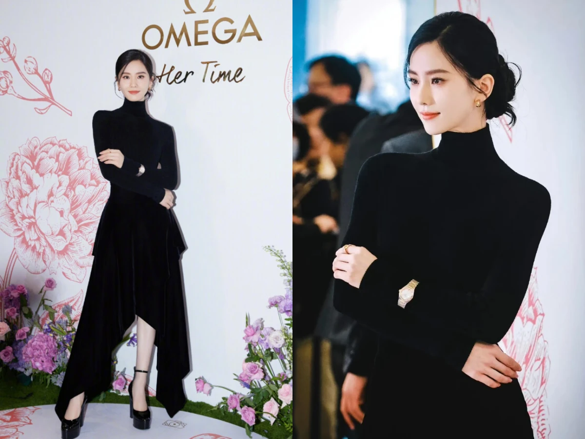 劉詩詩黑色高領穿搭