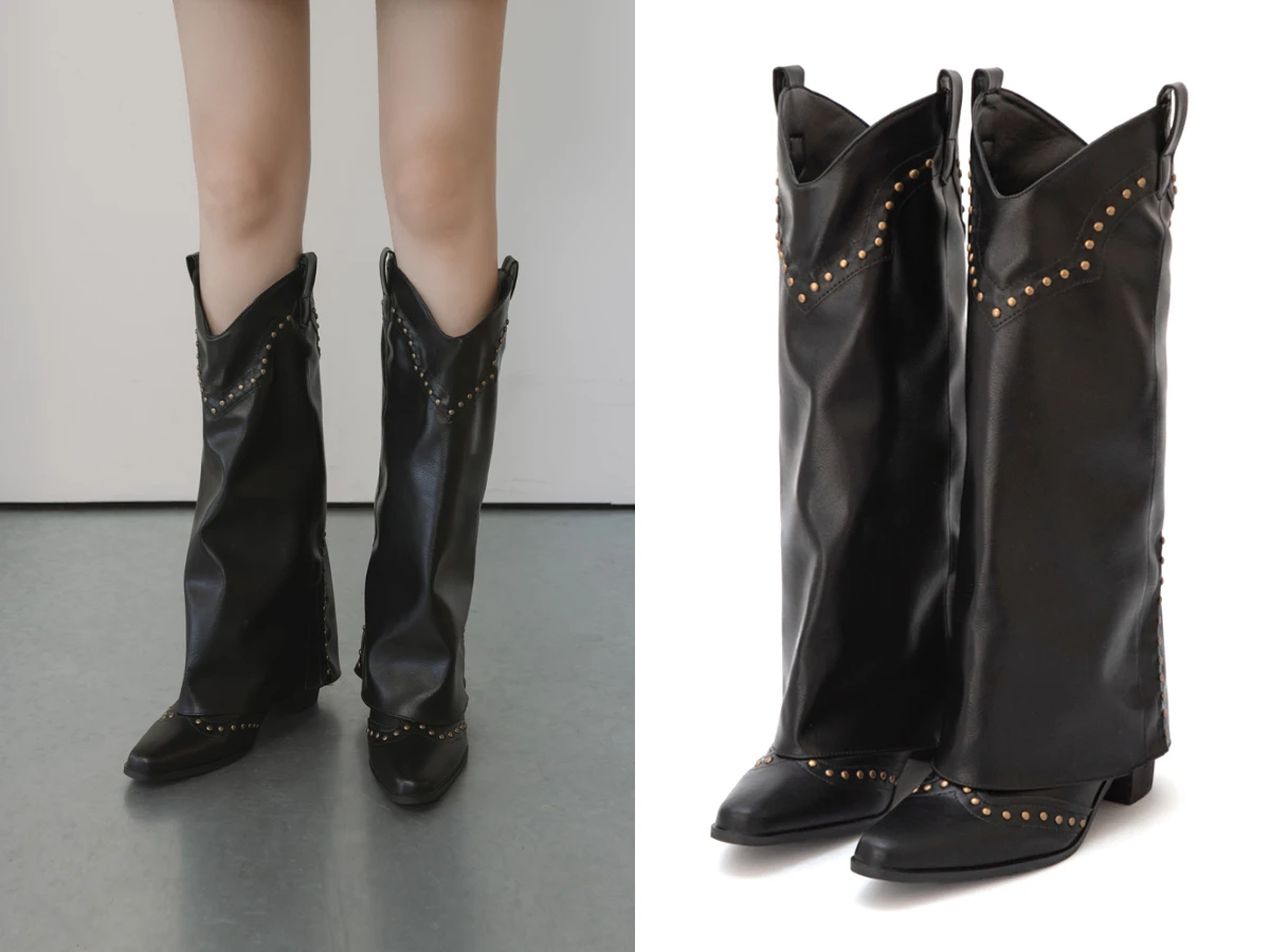 D+AF 星光鉚釘 V 口復古西部褲管靴，NT.3,580