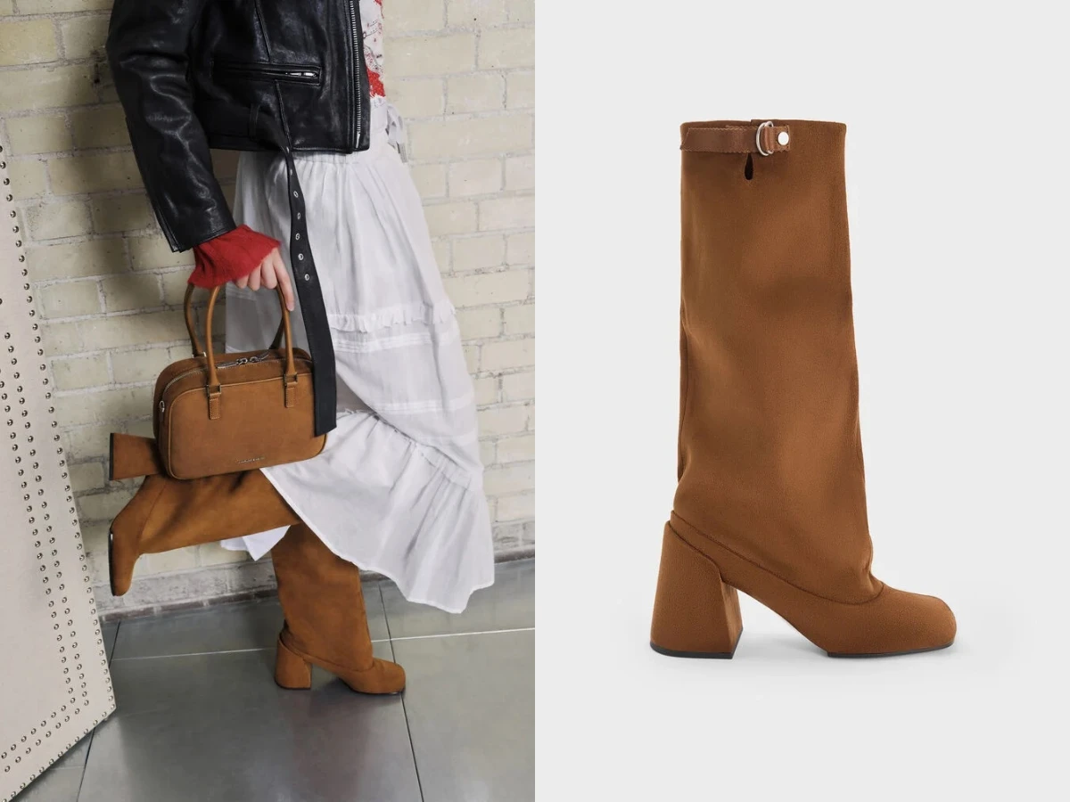 CHARLES & KEITH Robbie 粗跟長靴，NT.3,590