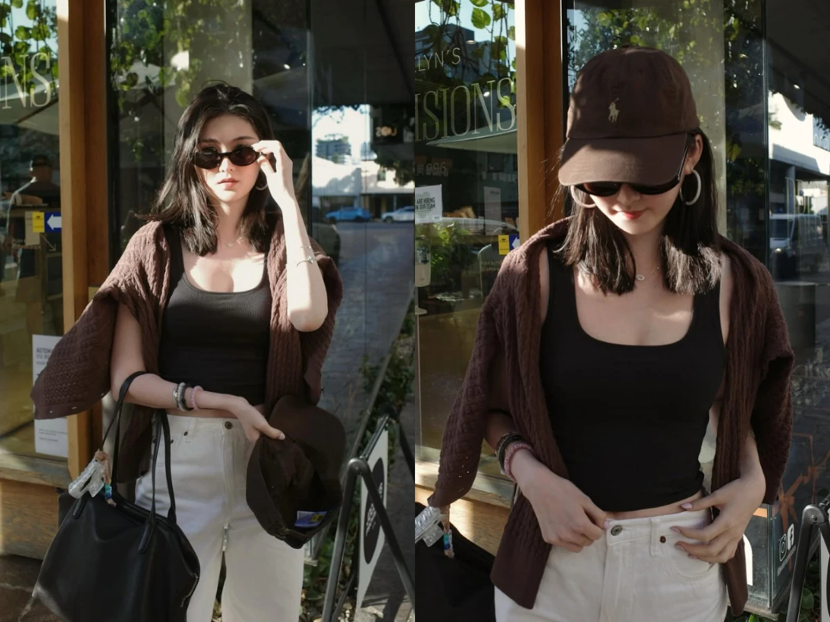 廖思惟咖啡色穿搭