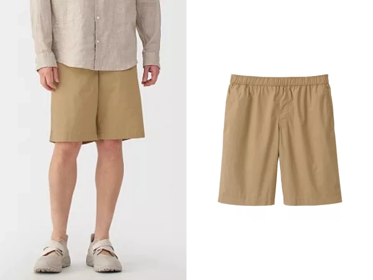 MUJI 男水洗平織布舒適短褲，NT.499