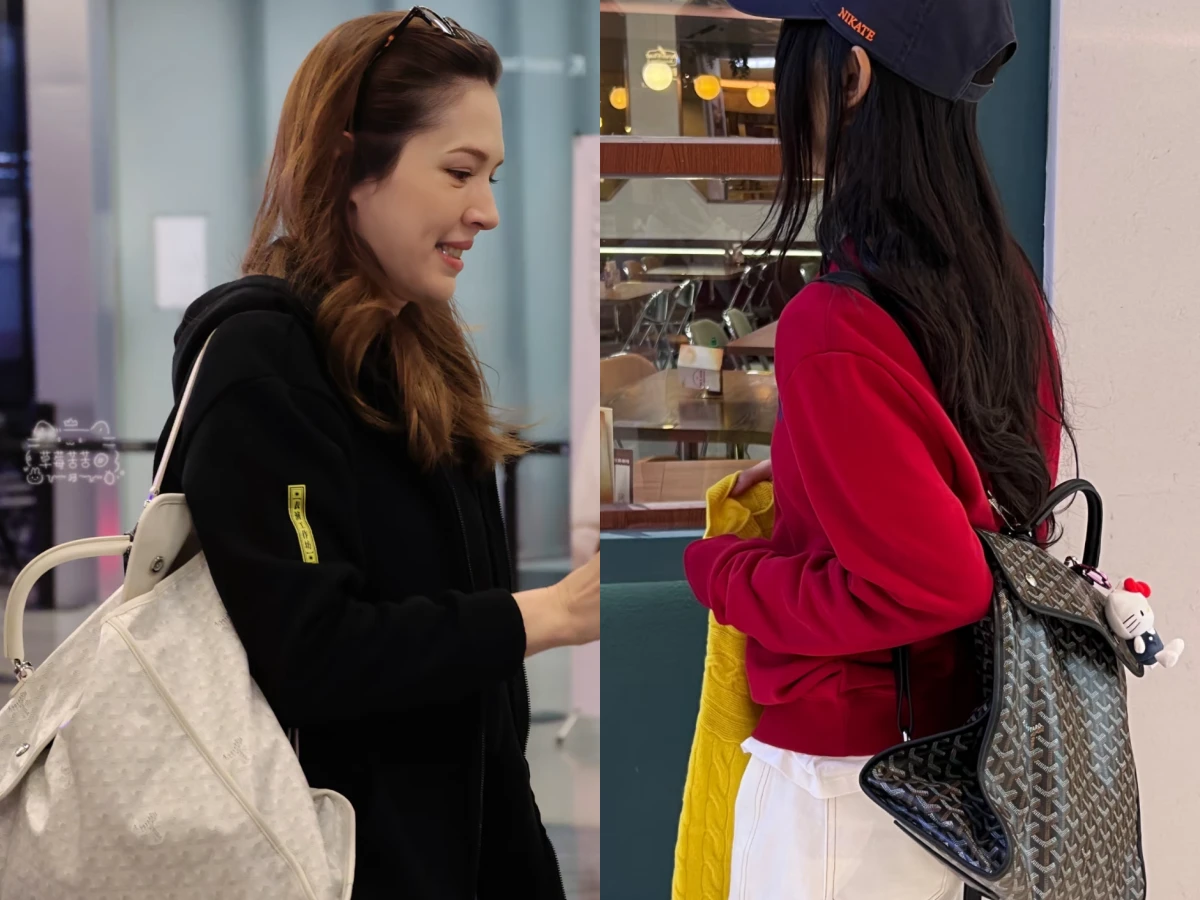 許瑋甯再揹「Goyard後背包」輕巧可折疊至極小，根本是旅行必備！這款後背包韓妞超愛