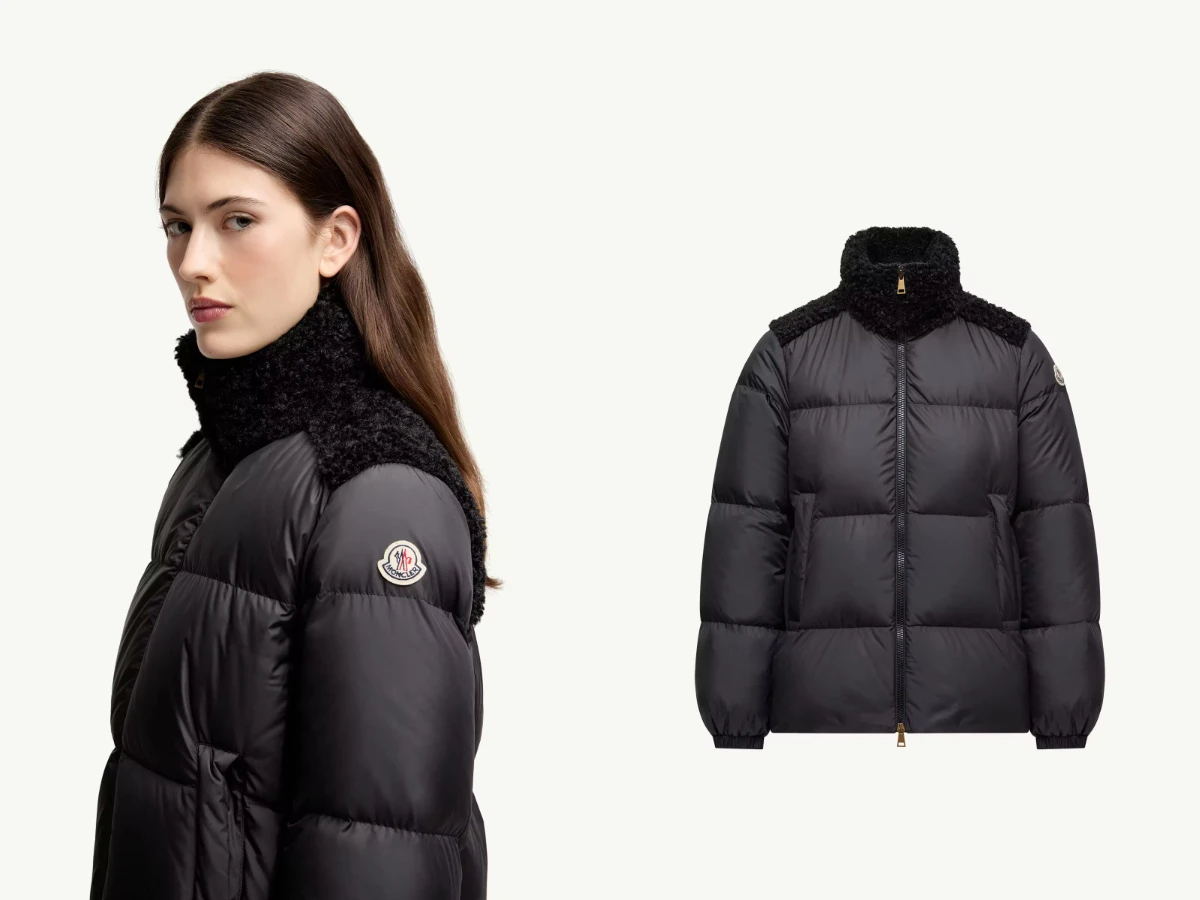 Moncler Esnaie 泰迪布飾邊短身羽絨外套，NT.62,500