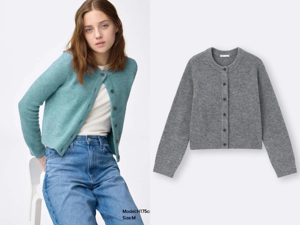 PUFF 蓬鬆柔軟圓領針織開襟外套，特價 NT.590，原價 NT.690