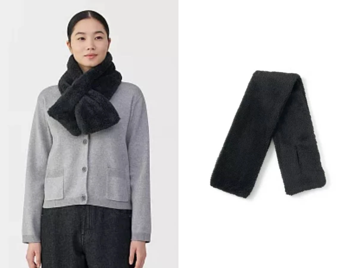 無印良品 再生聚酯纖維保暖絨毛圍巾，NT.390