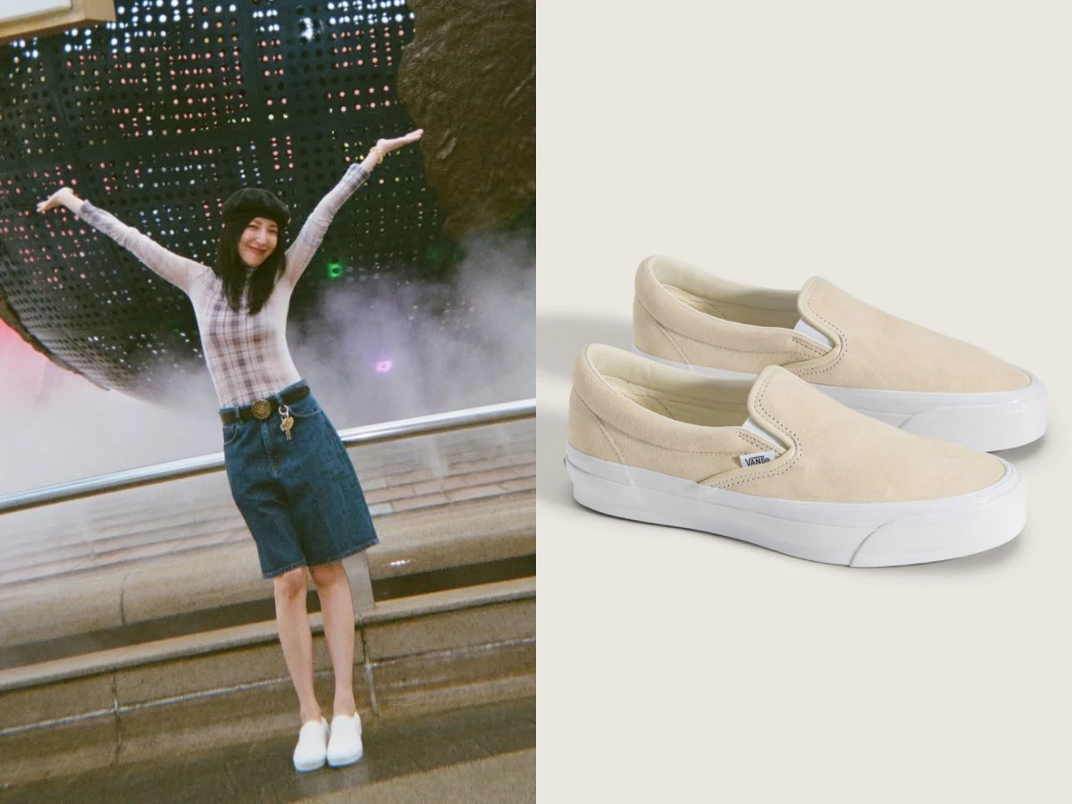 楊謹華：Vans Premium LX Classic Slip-On 98 奶茶色滑板鞋