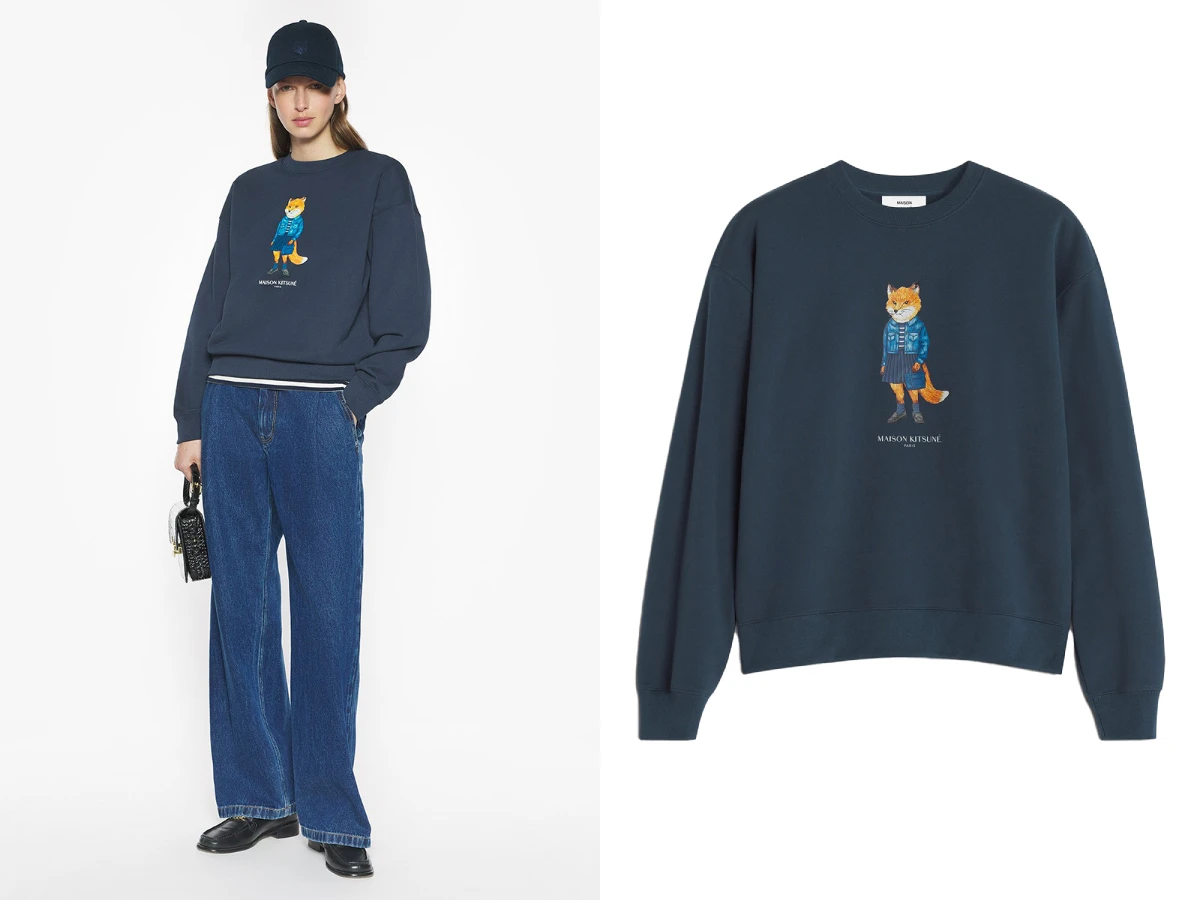 Maison Kitsun&eacute; 法國海軍藍穿搭狐狸LOGO舒適衛衣，NT.8,700