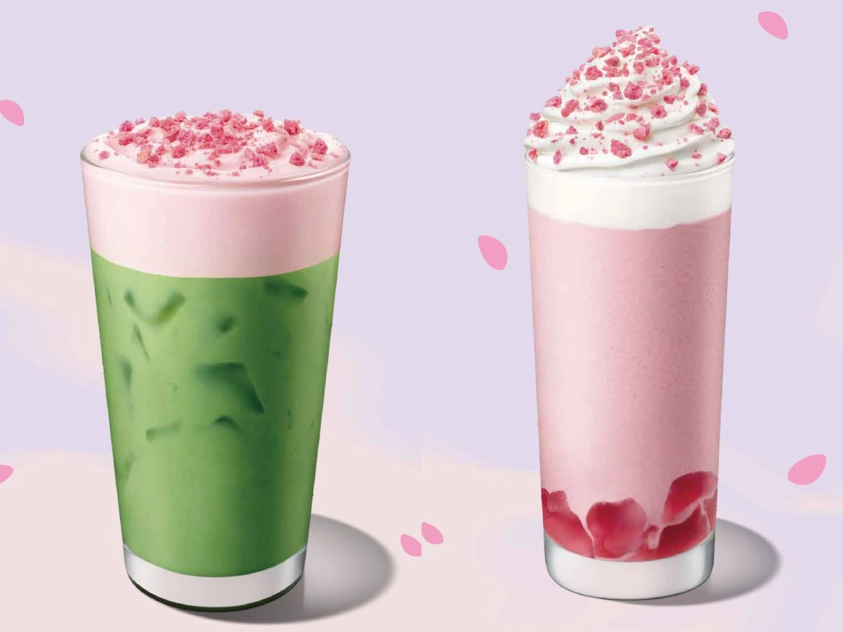 「粉紅草莓風味星冰樂」、「草莓風味抹茶那堤」