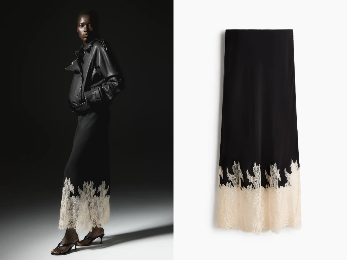 H&M 蕾絲飾邊長裙，NT.1,299