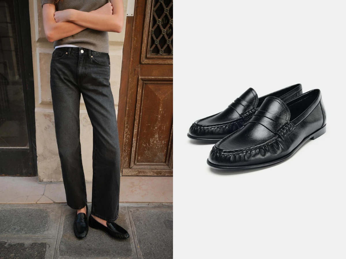 ZARA 褶皺柔軟樂福鞋，NT.1,490