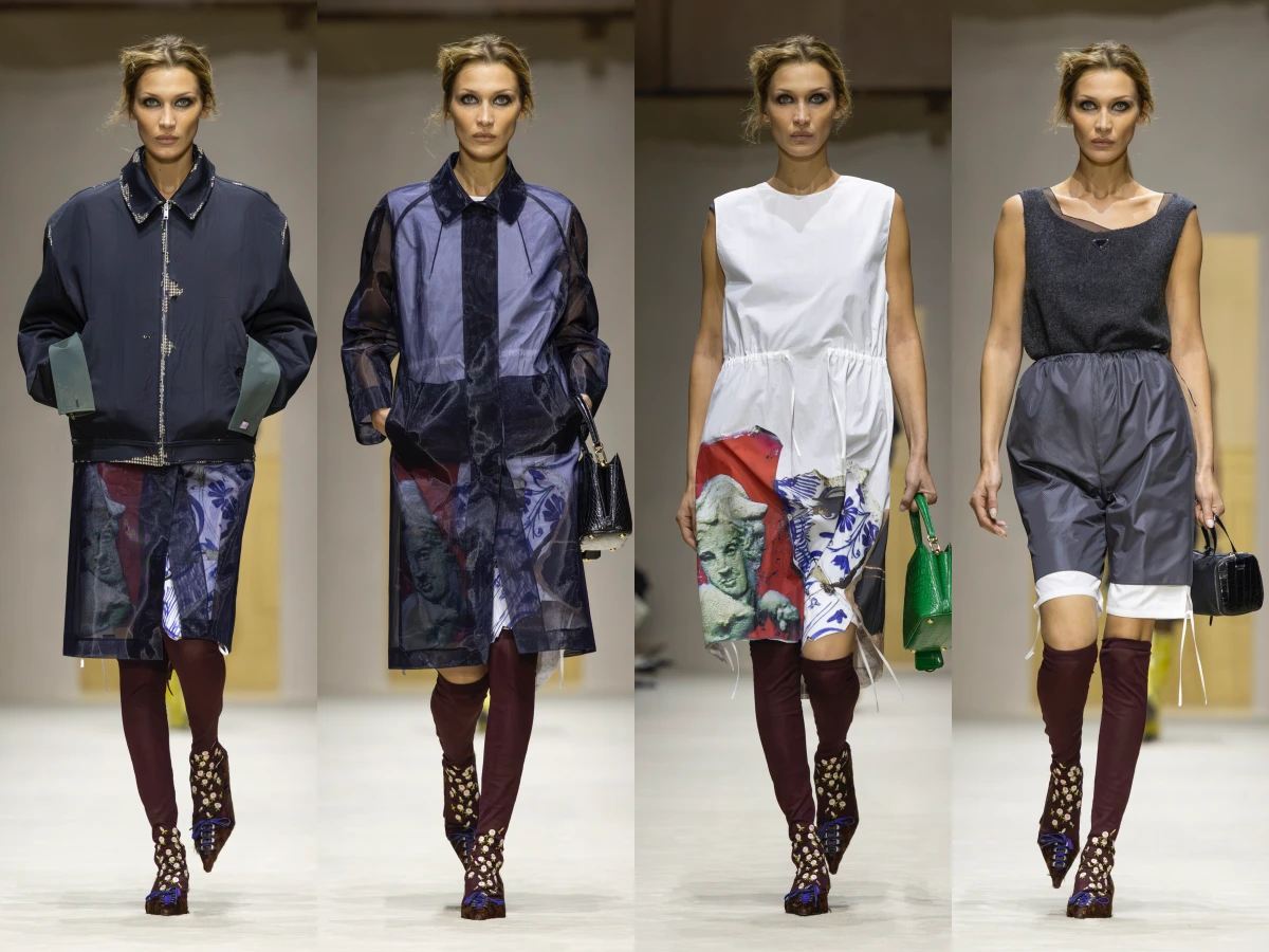 Bella Hadid四度登上Prada，溝通的是層次與疊穿