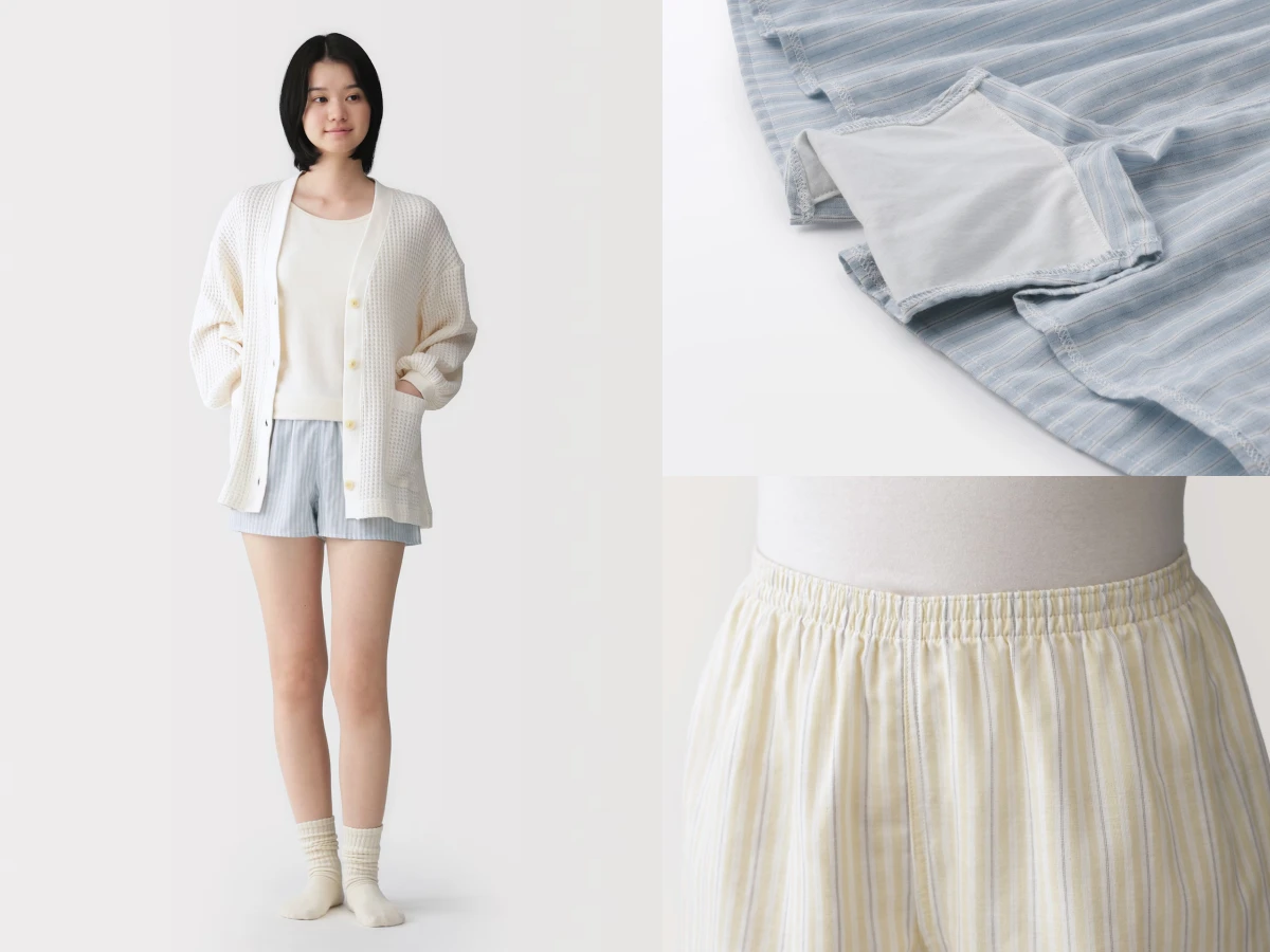 無印良品女用無側縫二重紗織平口褲