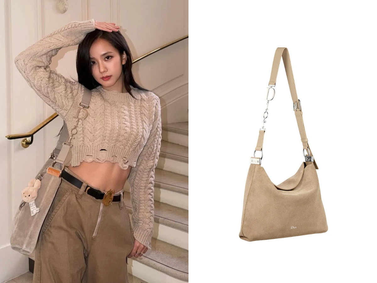 Dior DIORLY 米色麂皮中型肩背包，NT.140,000