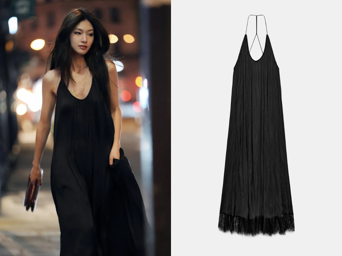 ZARA WOMAN COLLECTION 緞面蕾絲繞頸洋裝，NT.2,490