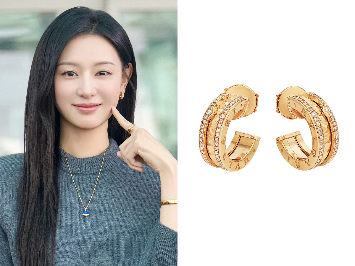 金智媛：BVLGARI B.zero1 Rock鑲鑽耳環