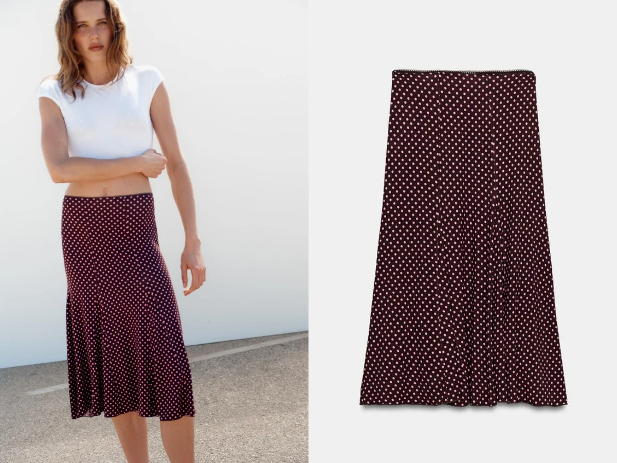 ZARA 圓點中長裙，NT.990