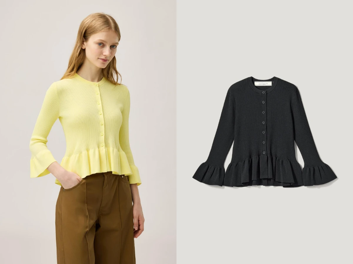 GU 羅紋荷葉開襟外套(7分袖)rokh，NT.790。