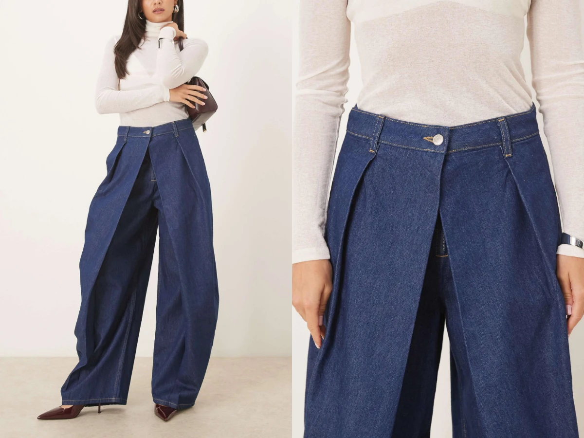 ASOS DESIGN wrap extreme pleat barrel jean，NT.2,000