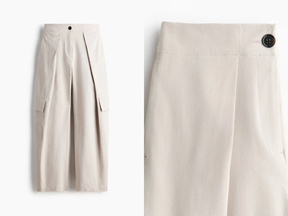 H&M Wrap-detail cargo trousers，NT.2,499